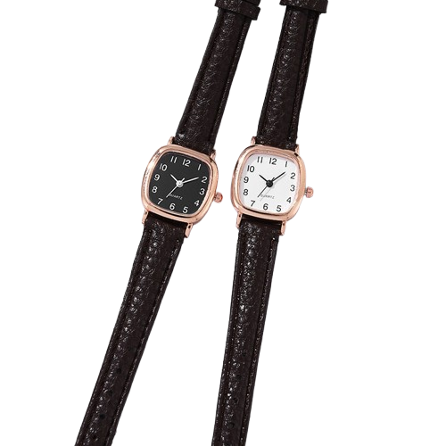 Montre Carrée | Acier Inoxydable et Similicuir