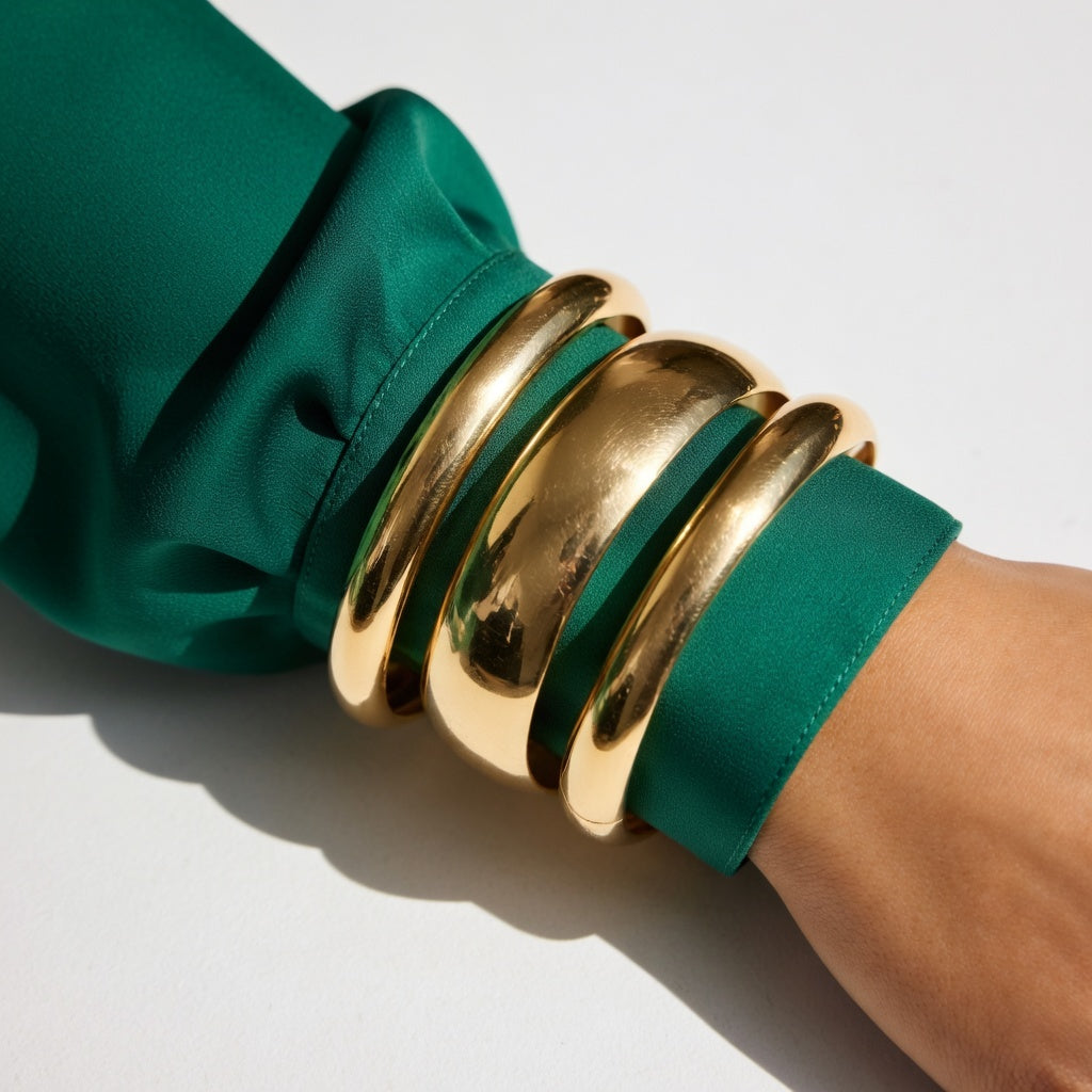 Set de 3 Bracelets Joncs Dorés