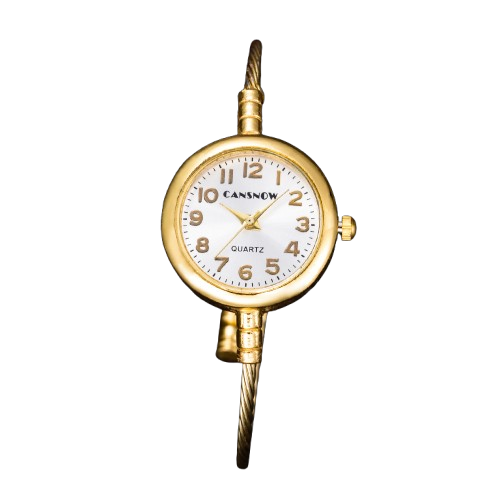 Montre Femme Analogique Sans Fermoir Cadran Rond Bracelet Câble Argenté
